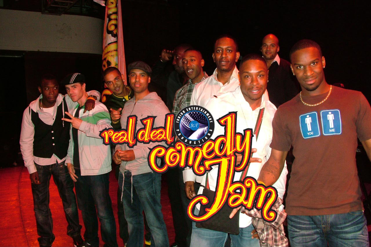 Line-up of performers on stage after a live comedy show